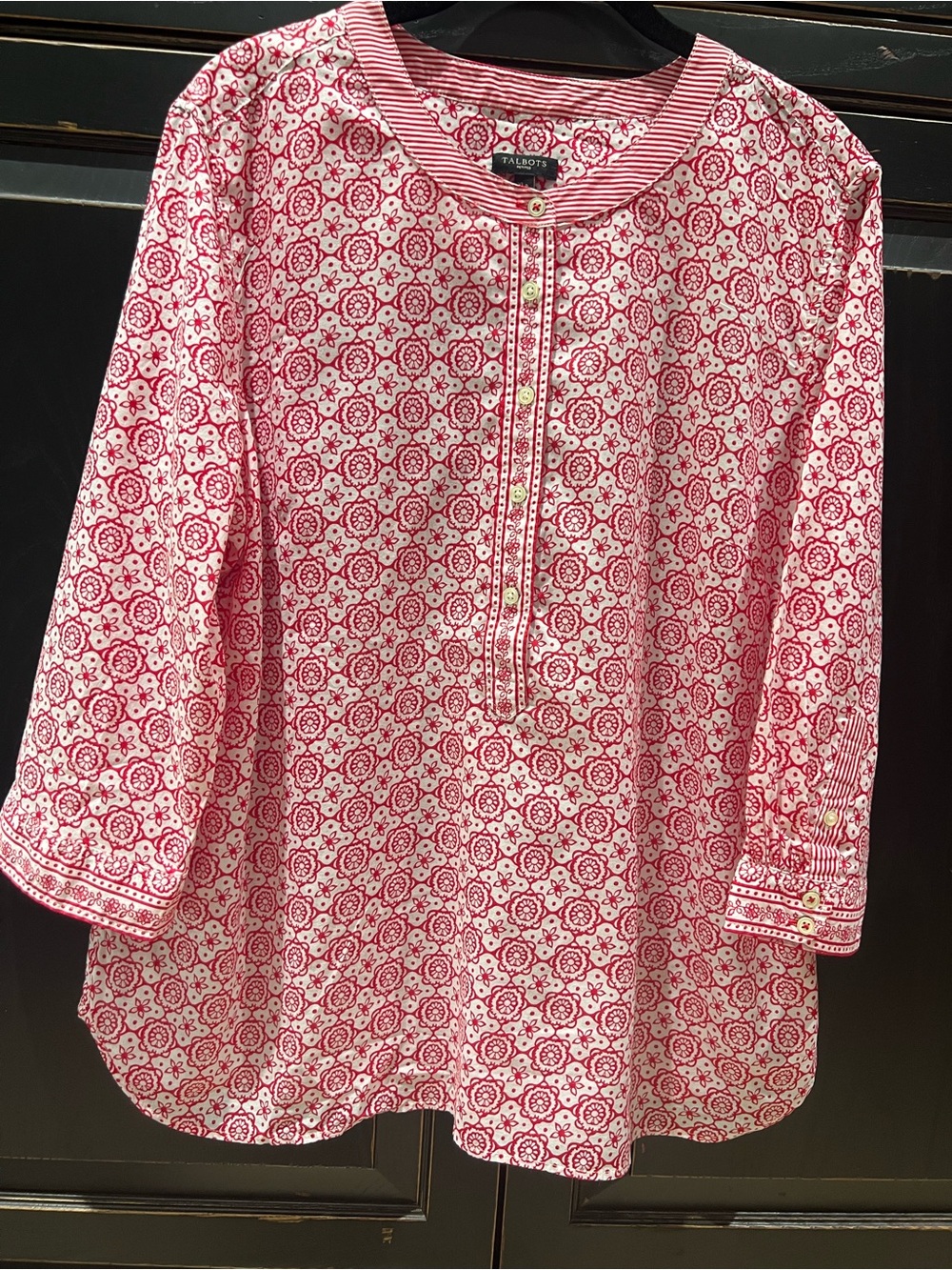 Talbots Pink Patterned Cotton Tunic Top Size XLP